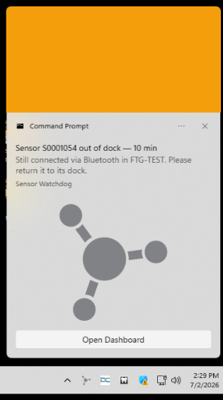 The DC-Air™ WatchDog alerts yellow when out of the dock too long.