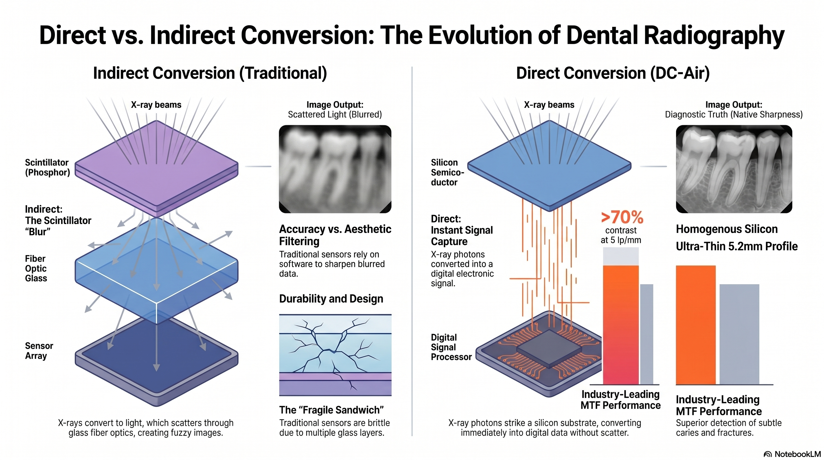 The DC-Air™ Direct Conversion Dental X-ray Sensor Design vs. Traditional FOP Sensors