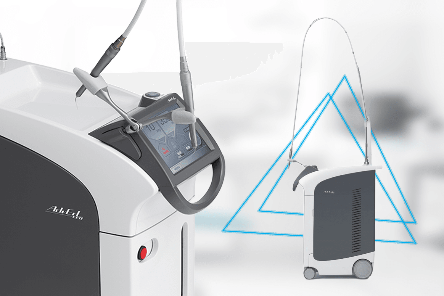 AdvErL EVO touchscreen control panel and handpiece detail