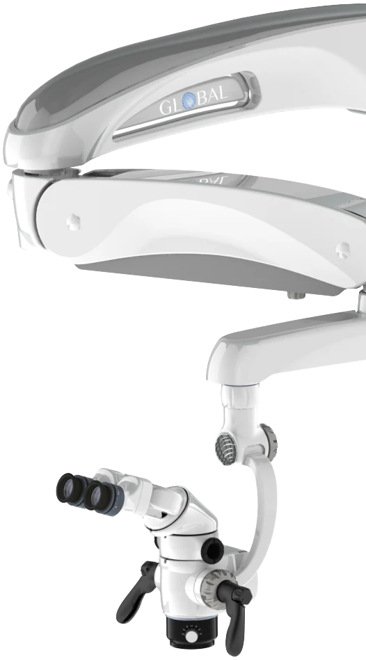 Global Surgical A-Series dental microscope on articulated arm