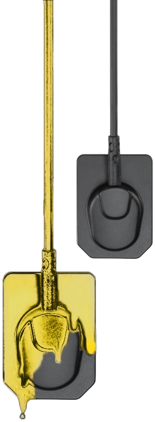 Two i-View Gold intraoral X-ray sensors, one in the signature gold finish
